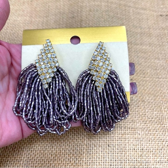 Vintage Bold Clip On Statement Glamour Oscar Sparkly Costume Earrings - Picture 3 of 4